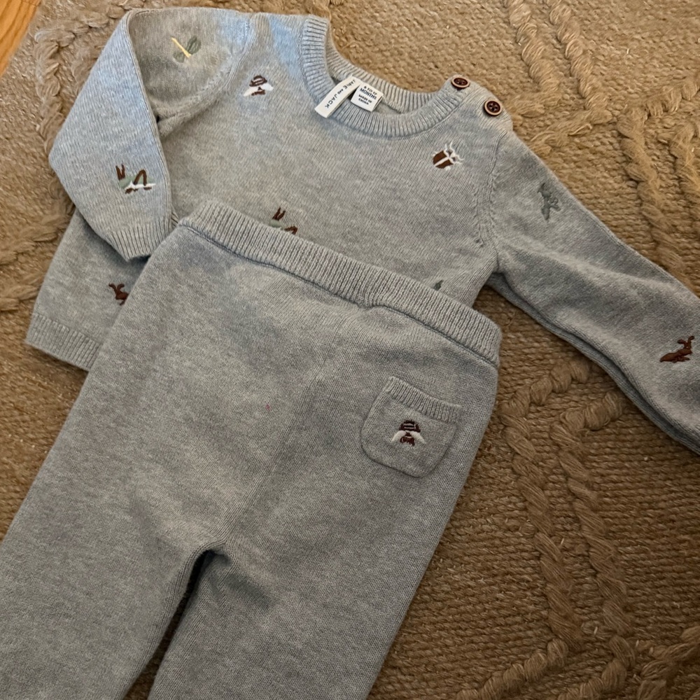 Janie and Jack Baby Matching Sweater Set 6–12M | Bug Embroidered Knit - Picture 2 of 3